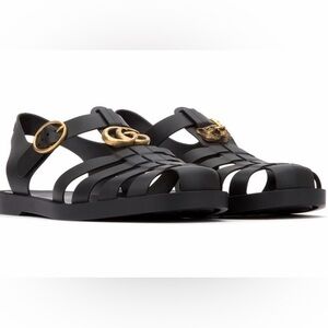 Gucci GG Logo Plaque Buckle Straps Sandals